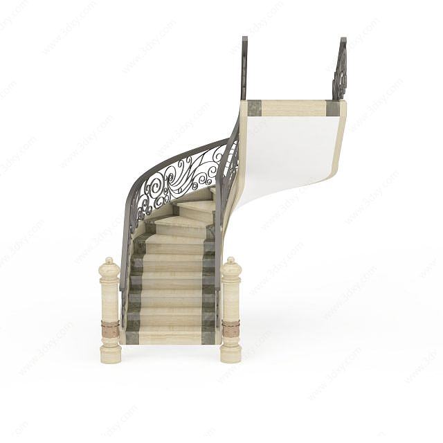 复古石质楼梯3D模型