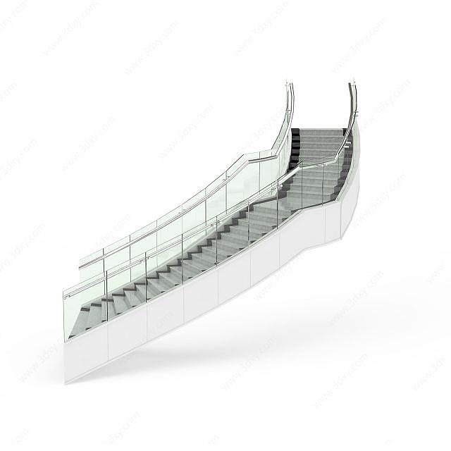 现代弧形楼梯3D模型