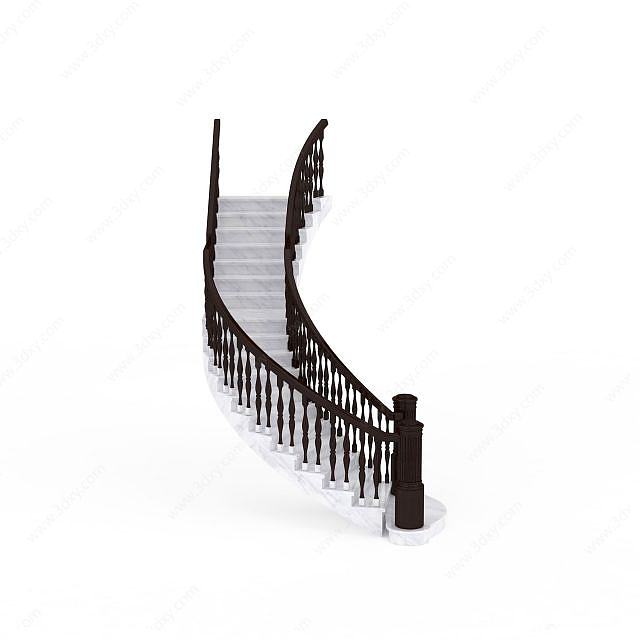 现代弧形楼梯3D模型