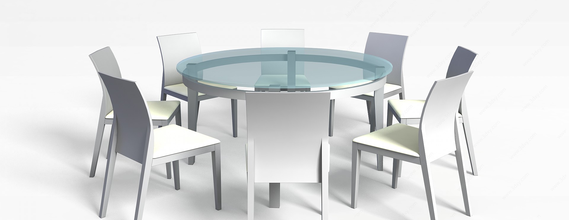 现代玻璃桌椅3D模型