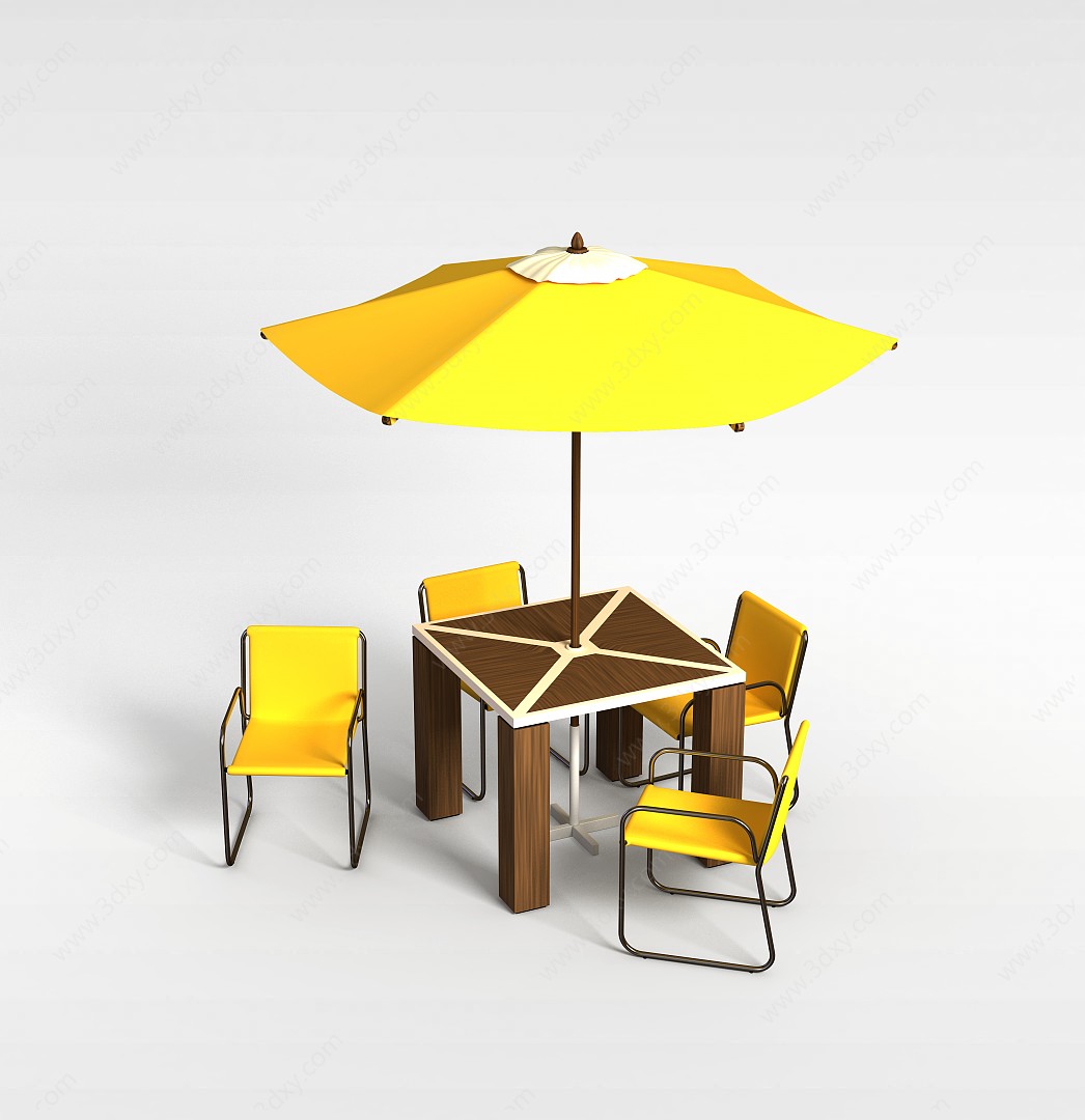 户外桌椅组合3D模型