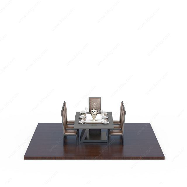 古典桌椅组合3D模型