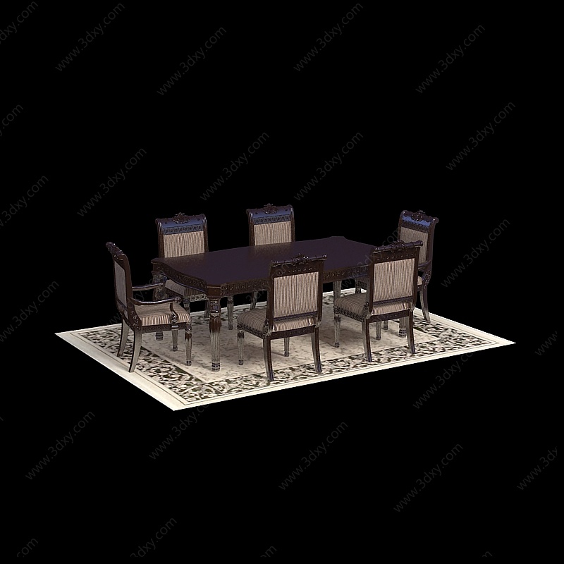 家庭桌椅组合3D模型
