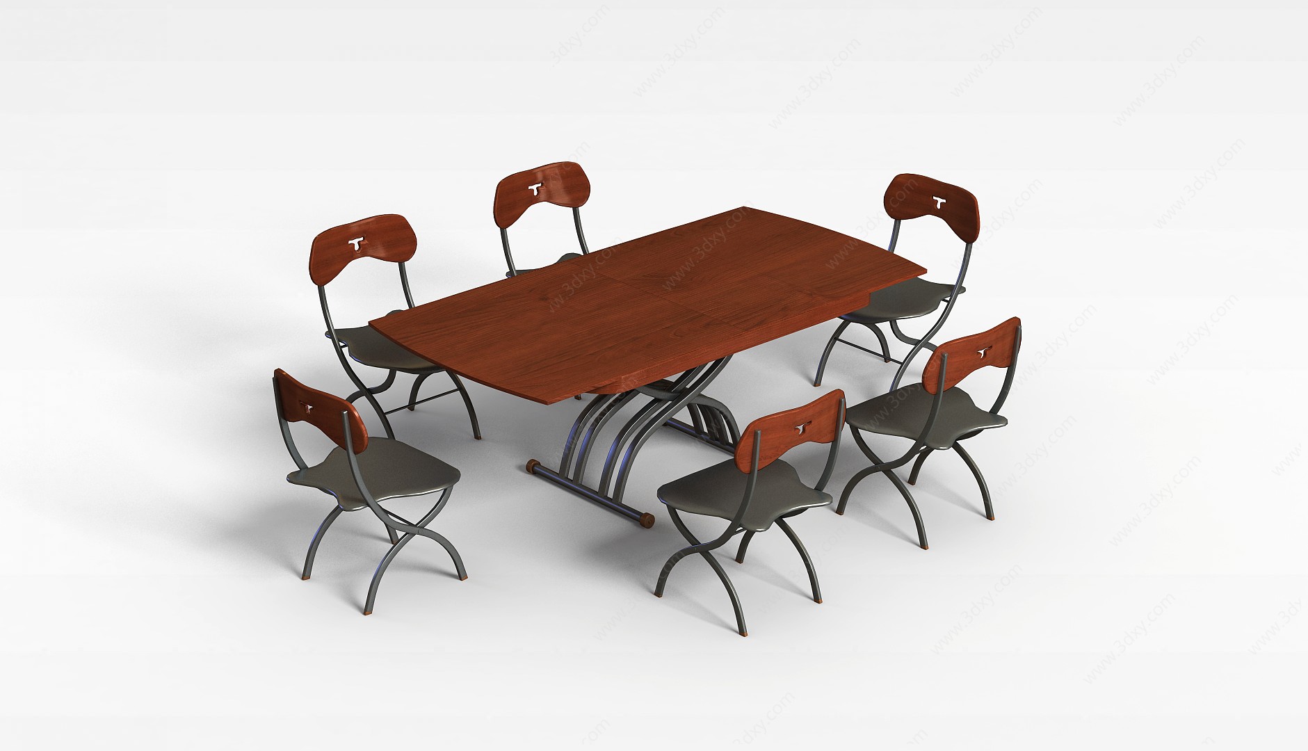 现代金属桌椅组合3D模型