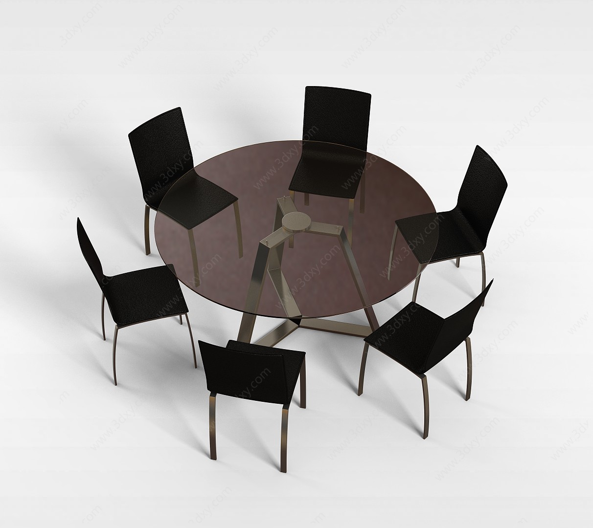 简约玻璃桌椅3D模型