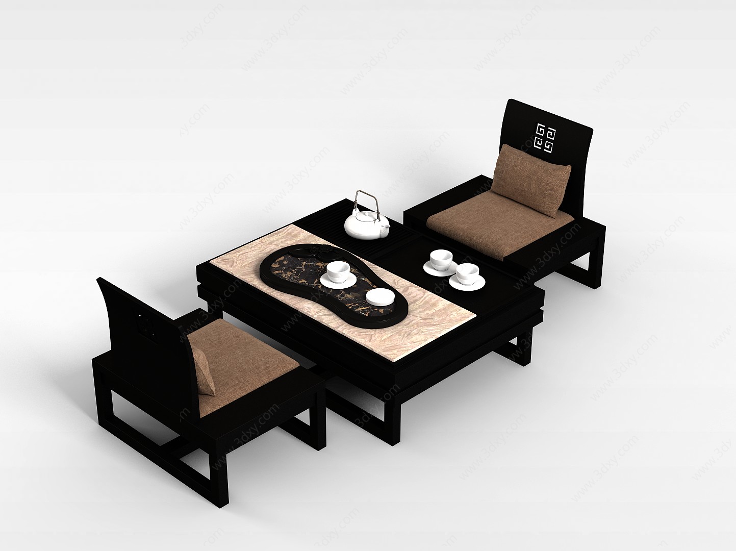 日式桌椅组合3D模型