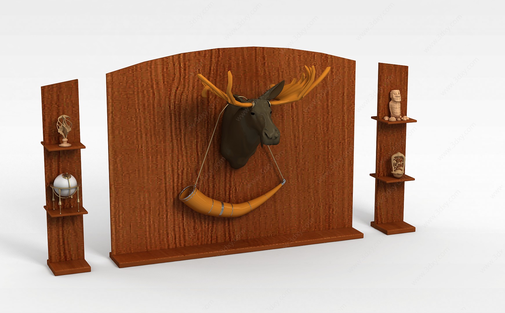 鹿头装饰背景墙3D模型