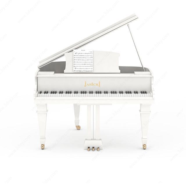 白色钢琴3D模型