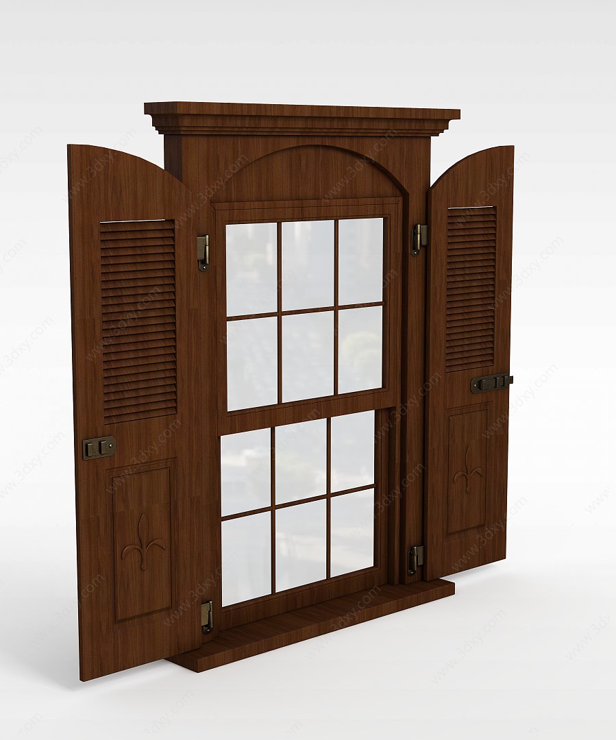现代木制窗户3D模型