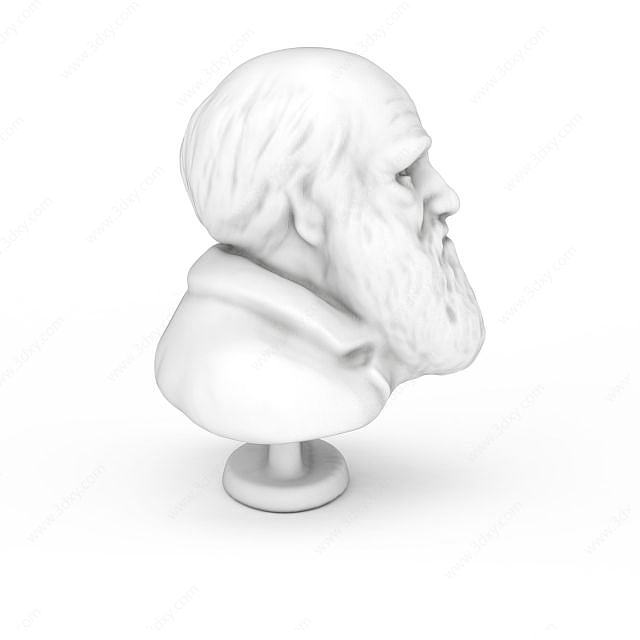 达尔文人头雕像3D模型