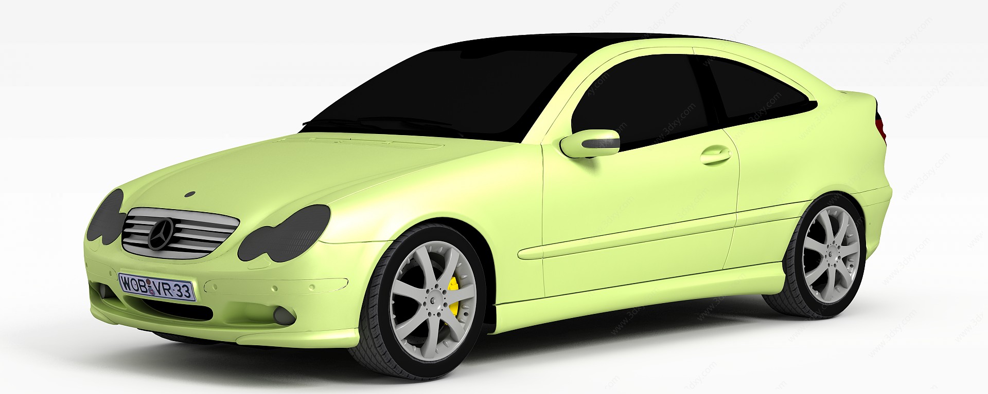 嫩绿色汽车3D模型