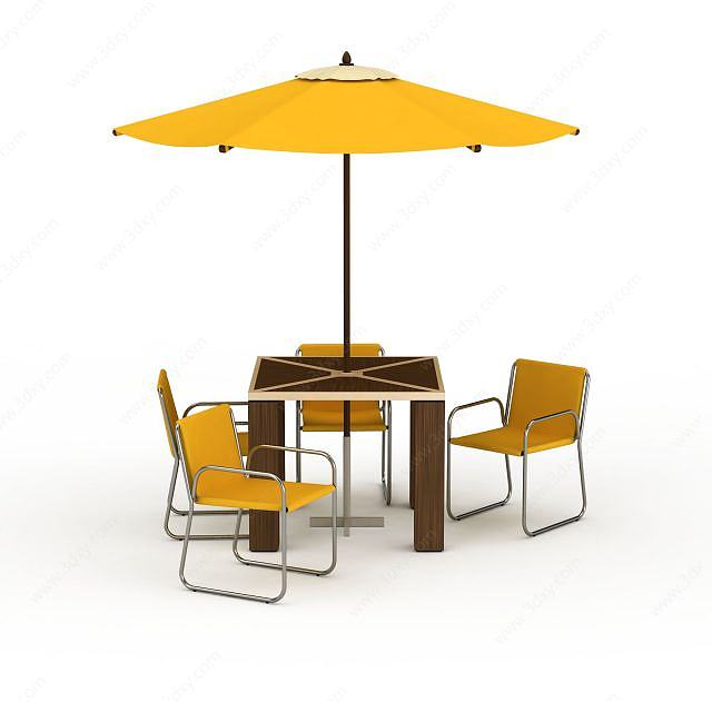 咖啡店户外休闲桌椅3D模型