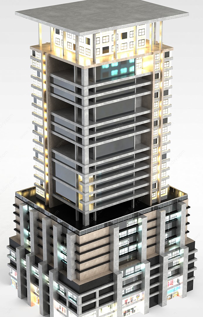 大厦夜景楼3D模型