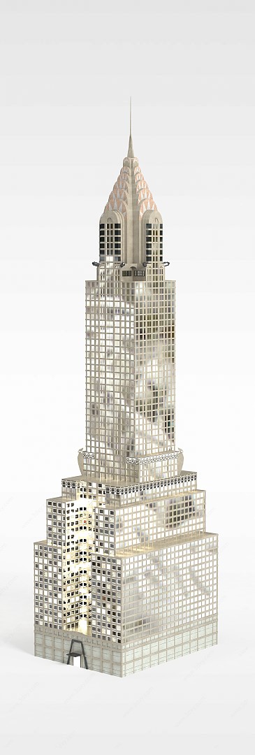 美国建筑夜景楼3D模型