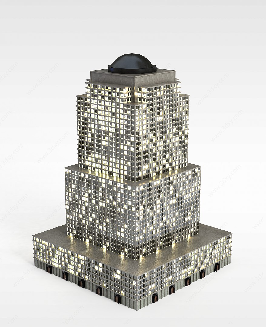 欧式夜景楼3D模型