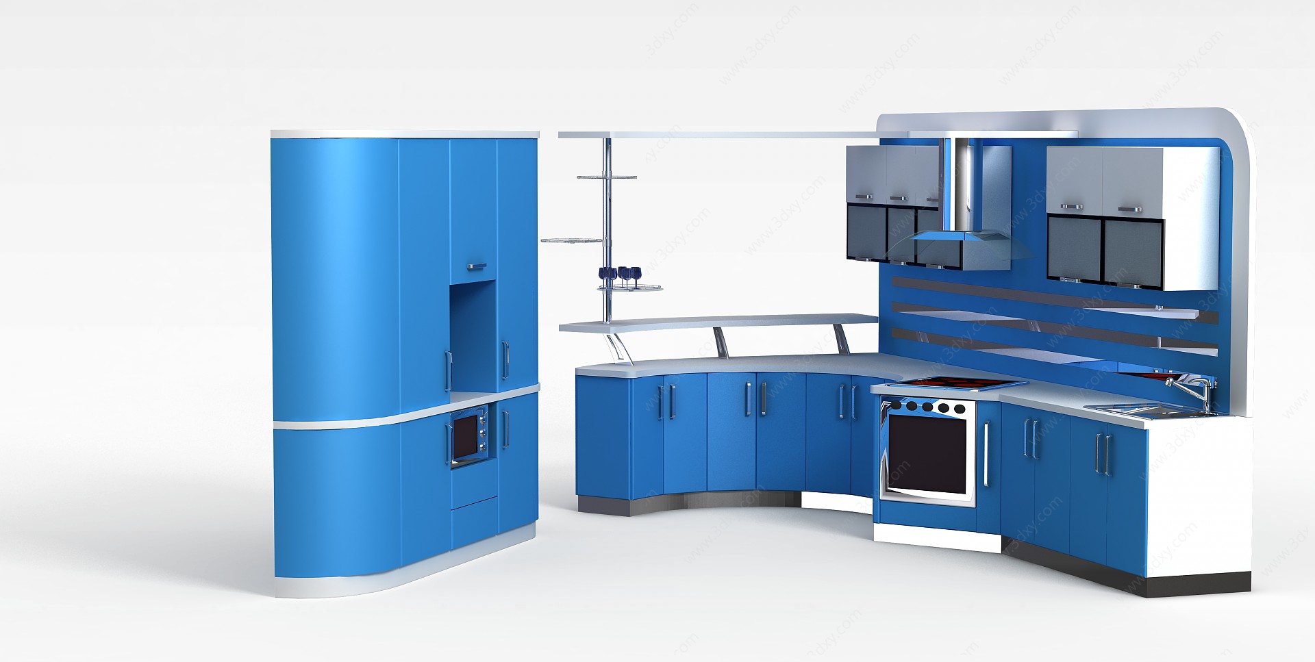蓝色厨柜3D模型
