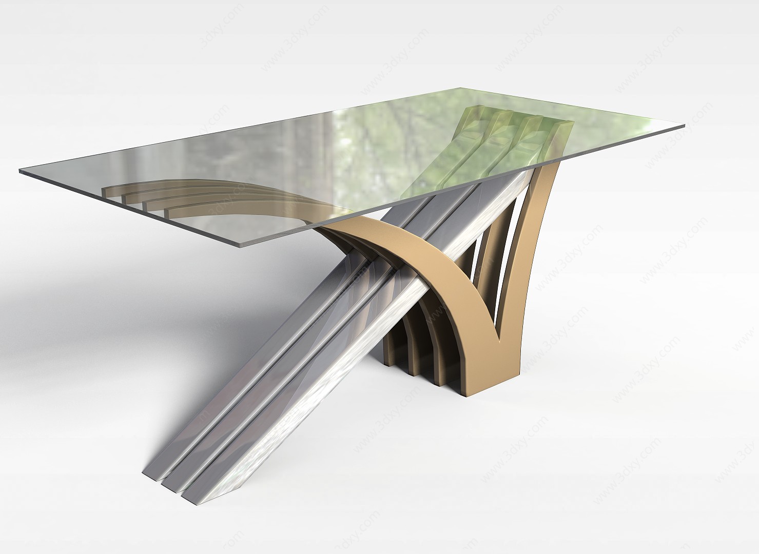玻璃办公桌3D模型