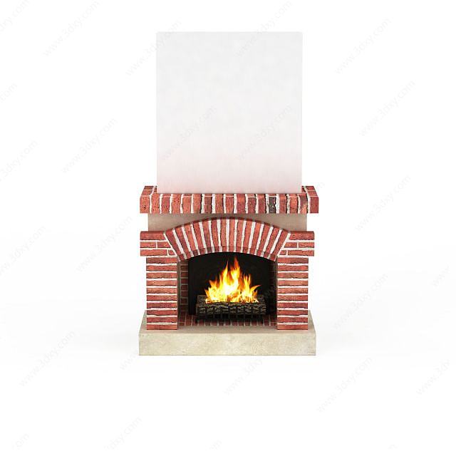 红砖壁炉3D模型