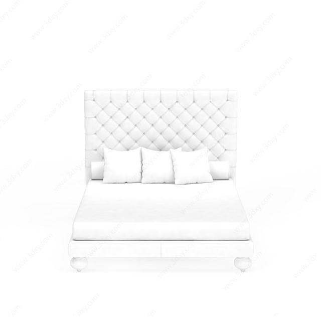 白色时尚床3D模型