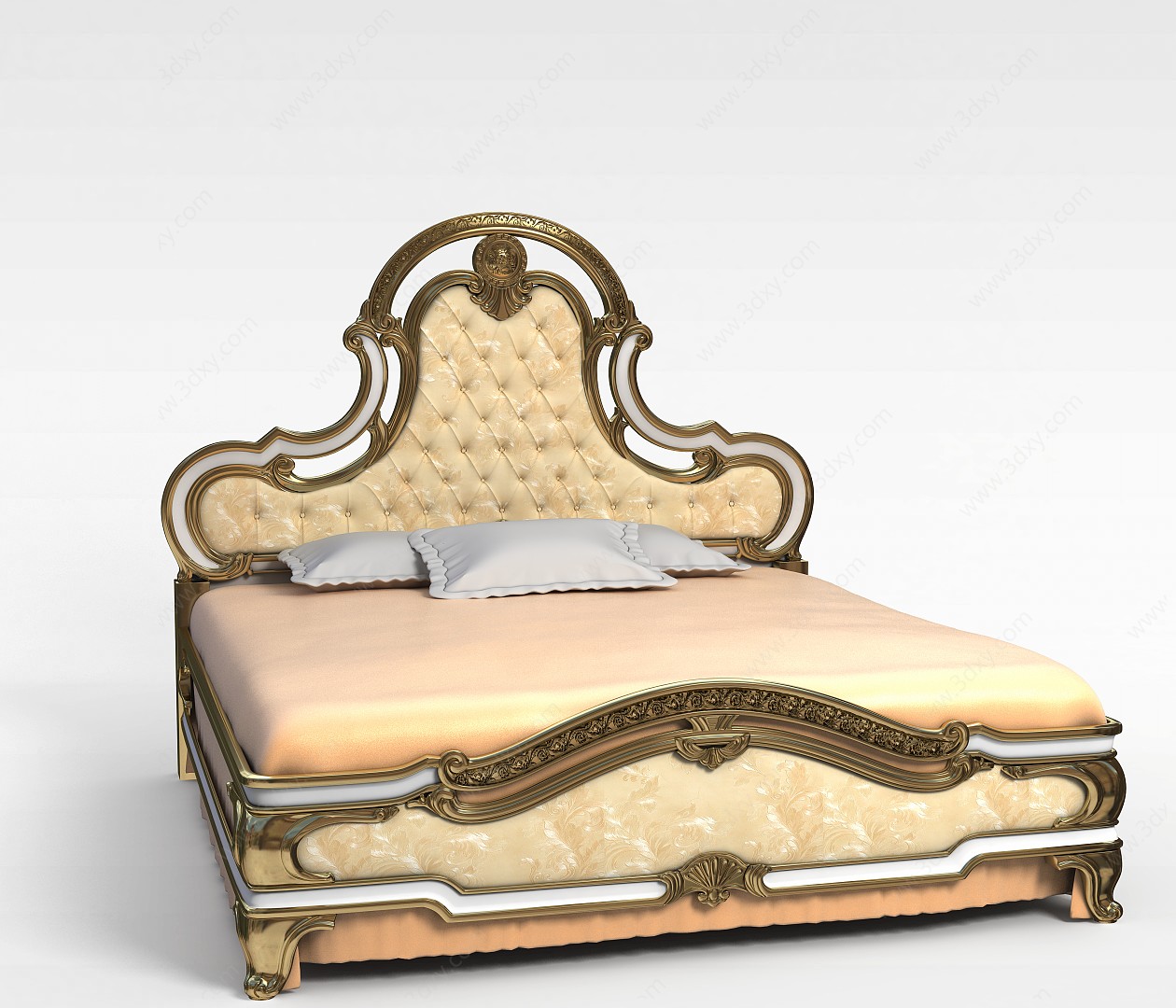 金色欧式床3D模型