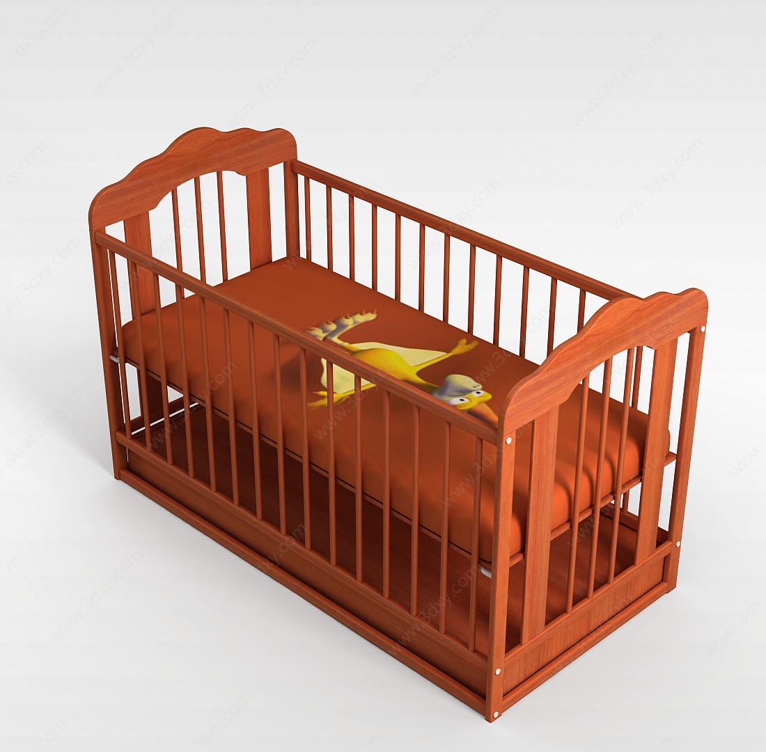 红色婴儿床3D模型