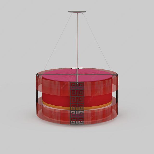 红色复古吊灯3D模型