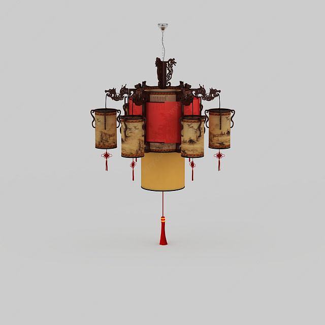 中式客厅吊灯3D模型