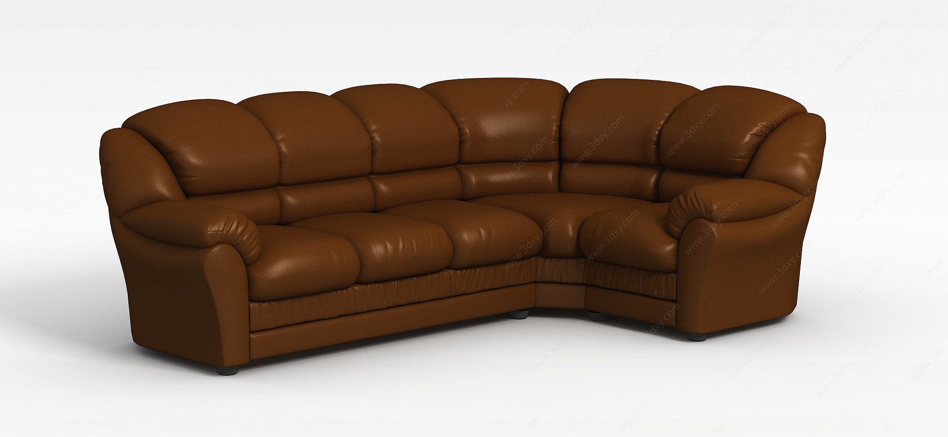 转角咖色沙发3D模型