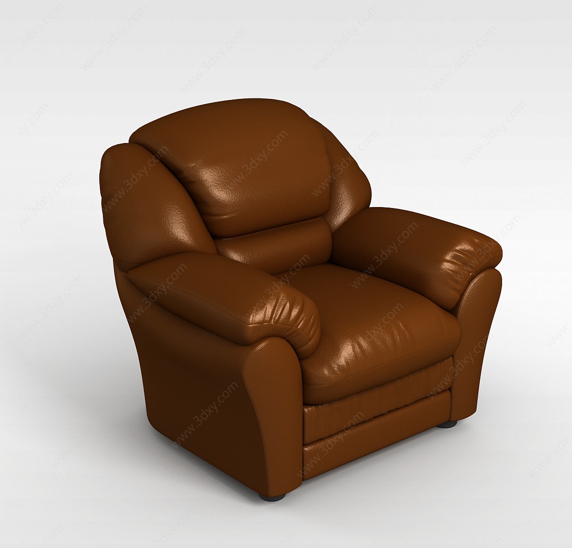 咖色单人沙发3D模型