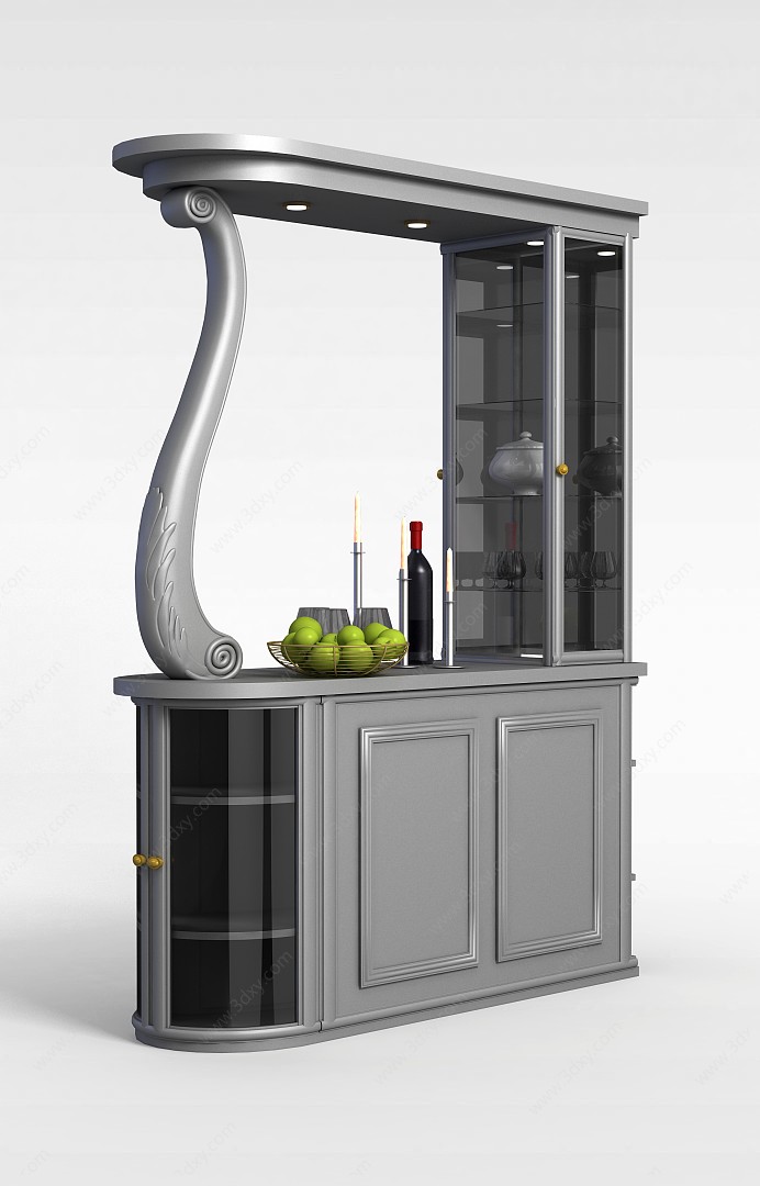 酒吧白色酒柜3D模型