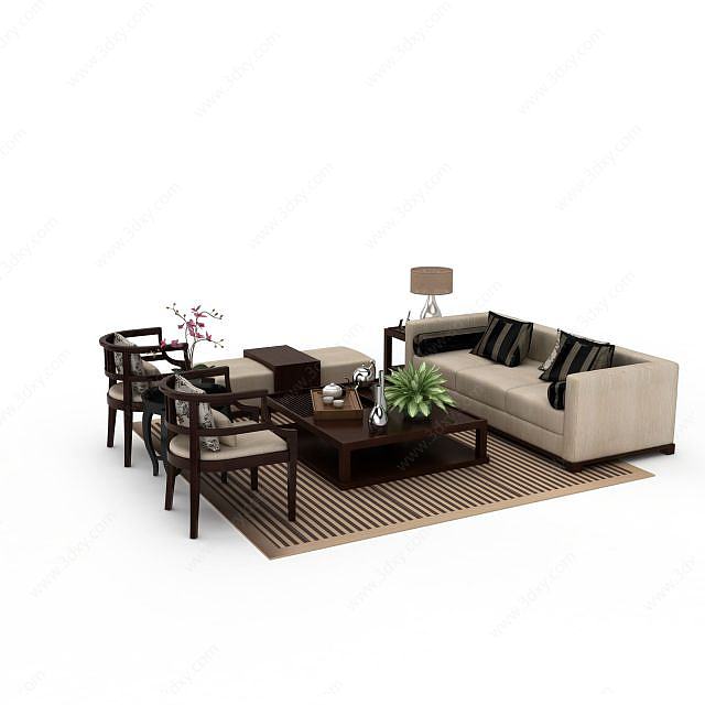 精美中式家具沙发3D模型