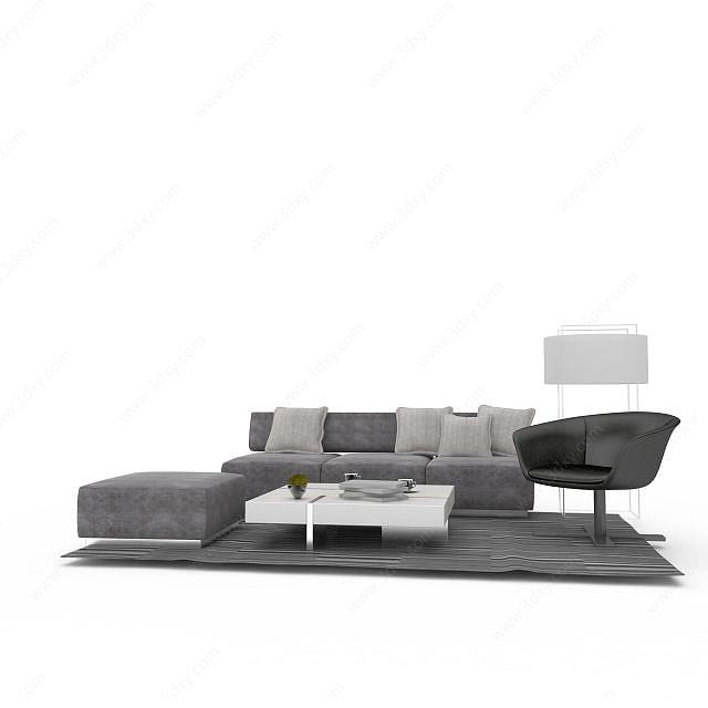 欧式简约沙发组合3D模型