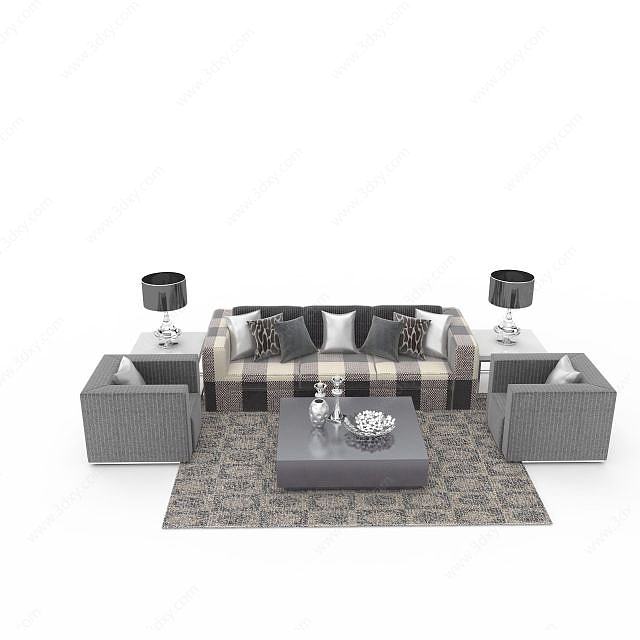时尚现代沙发组合3D模型