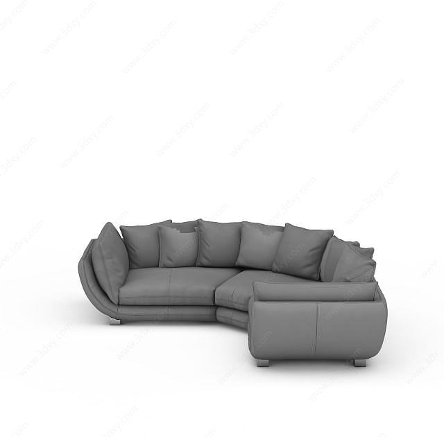 半圆弧形沙发3D模型