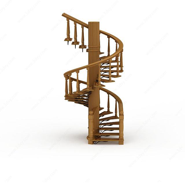 木制旋转楼梯3D模型