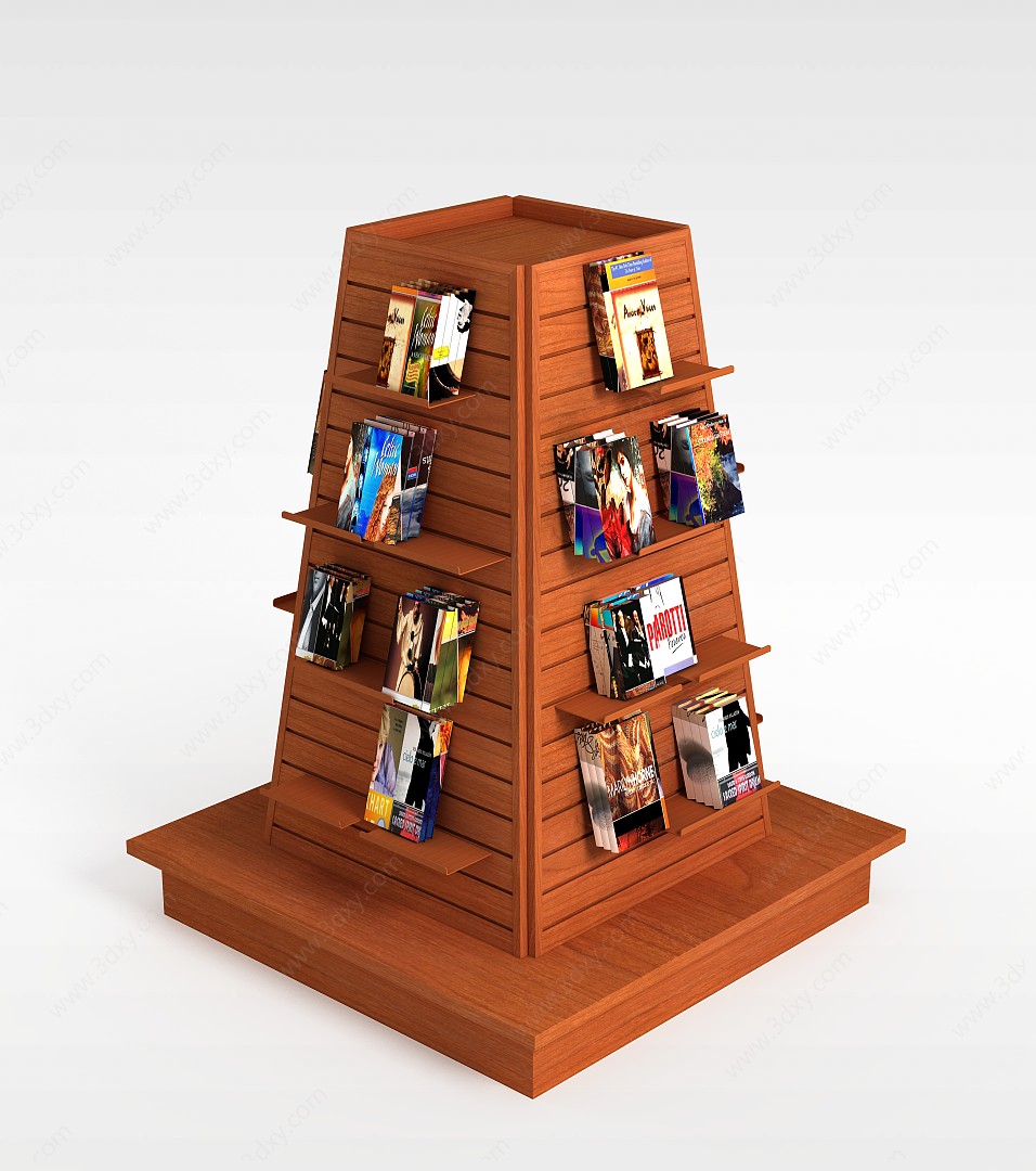 木制书店展示架3D模型