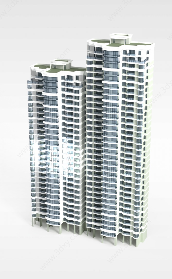 双子大厦建筑3D模型