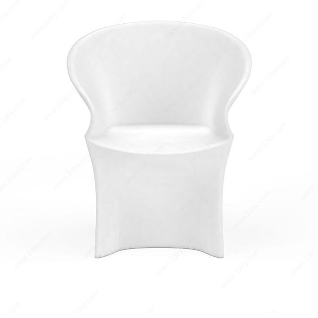 白色塑料椅3D模型