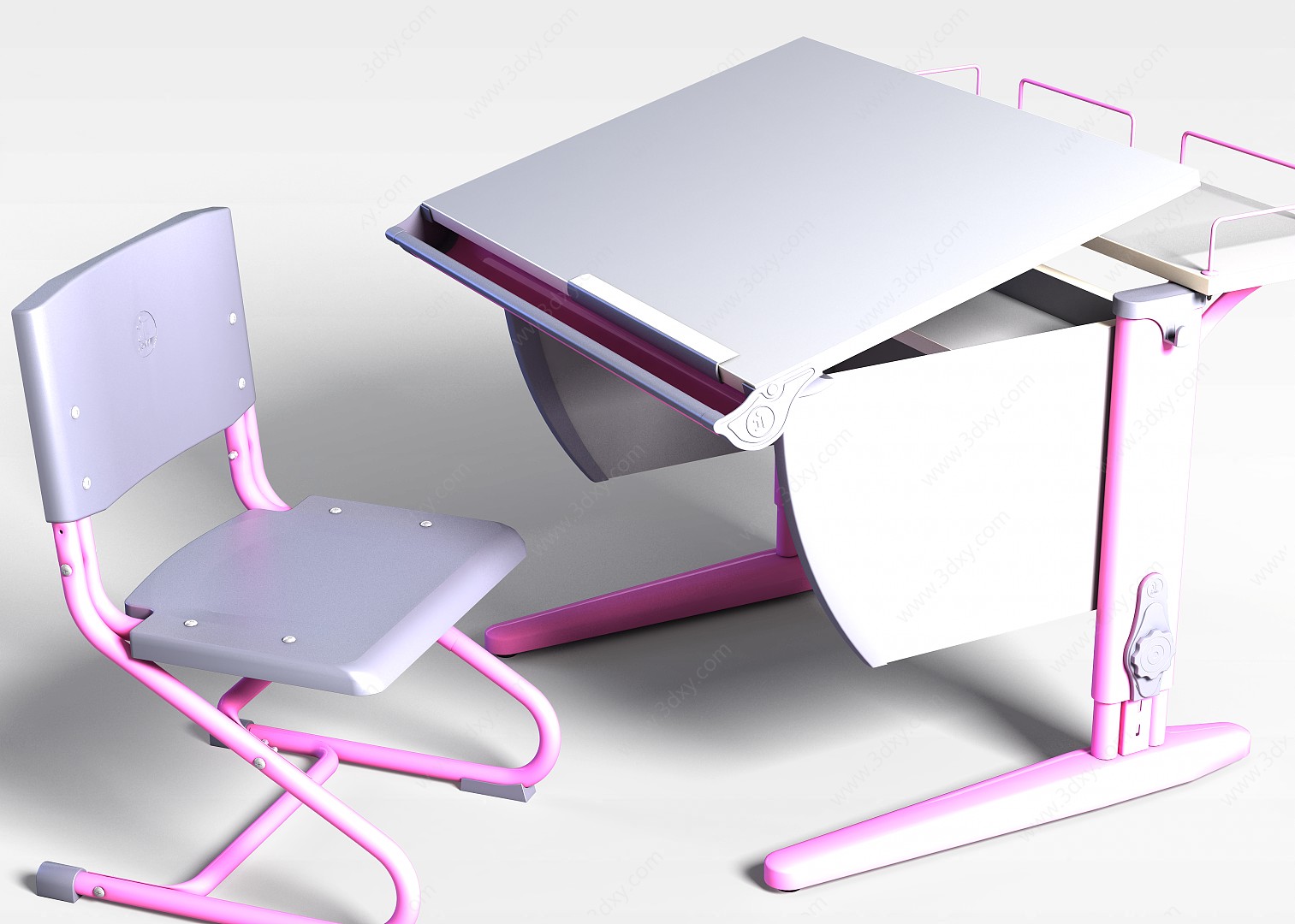 粉色书桌3D模型