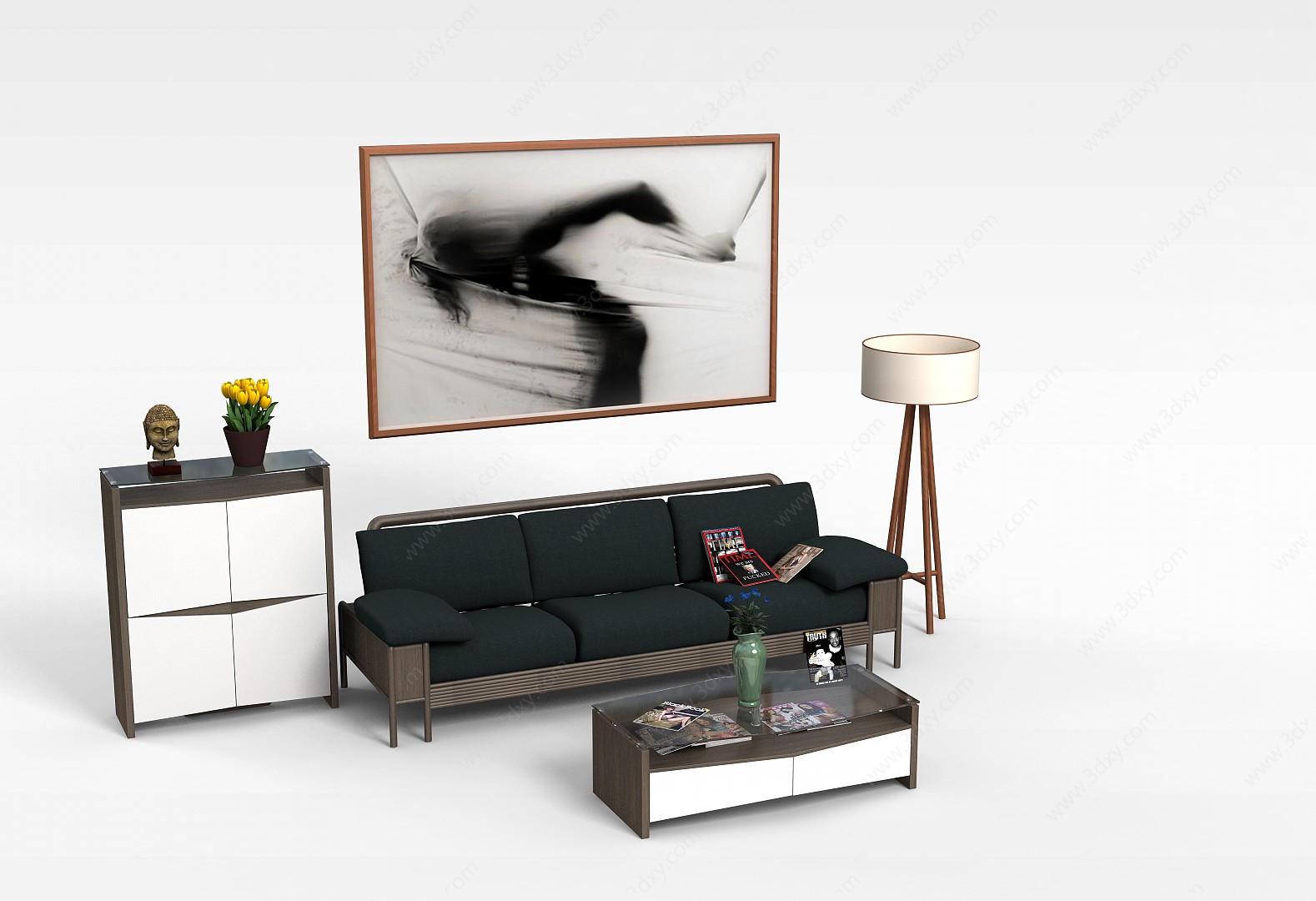 黑色现代沙发3D模型