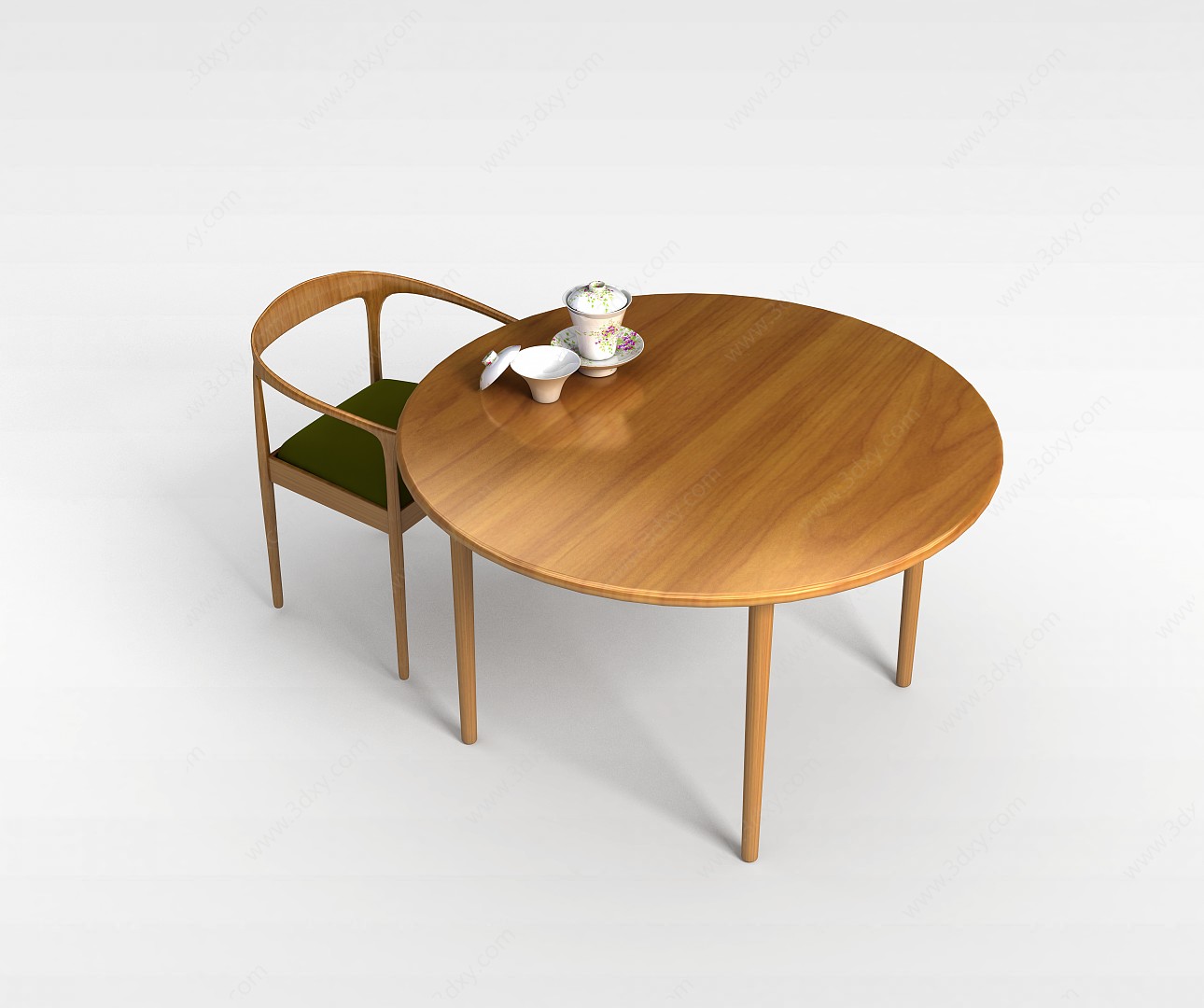原木桌椅3D模型