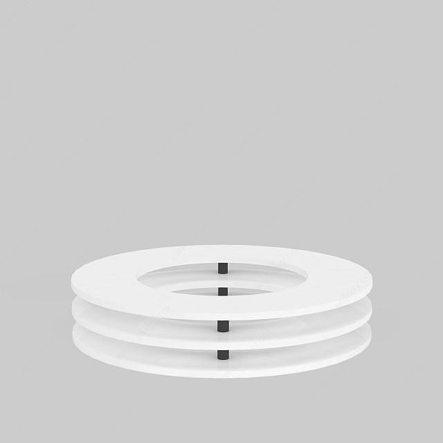 白色圆环吸顶灯3D模型