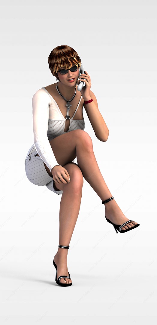 打电话女人3D模型
