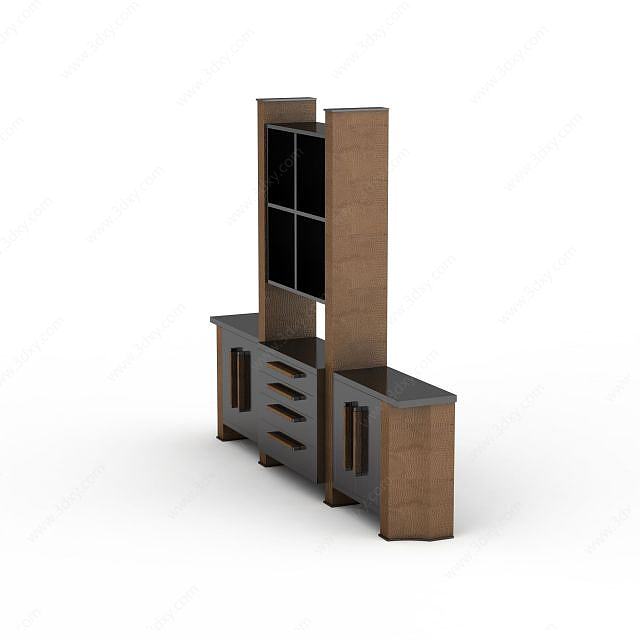 木质边柜3D模型