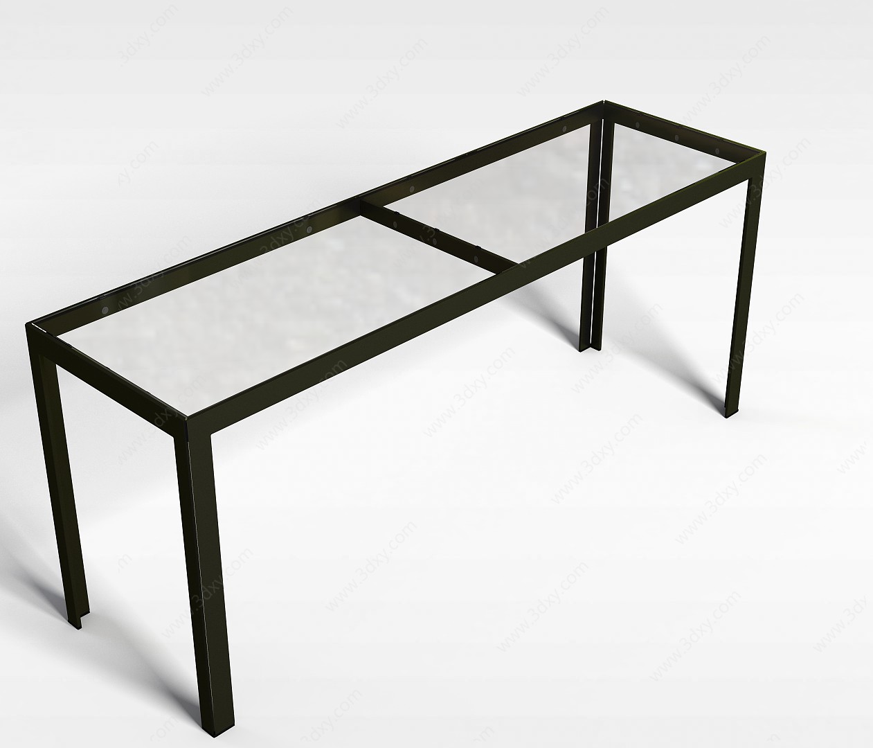 铁皮钢化玻璃桌3D模型