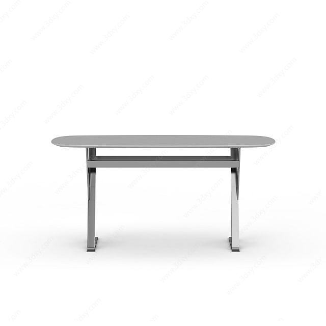 灰色办公桌子3D模型