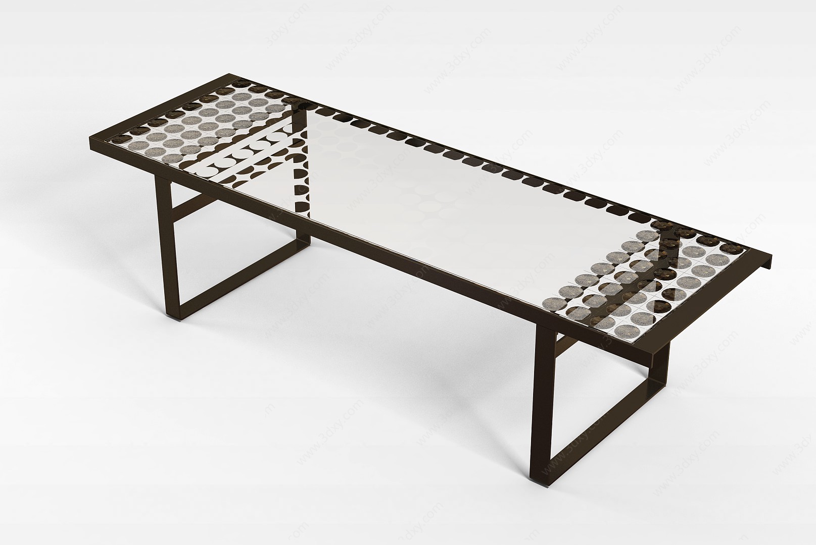 灰色钢化玻璃桌3D模型