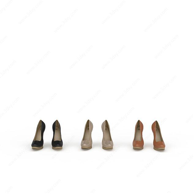 女式高跟鞋组合3D模型
