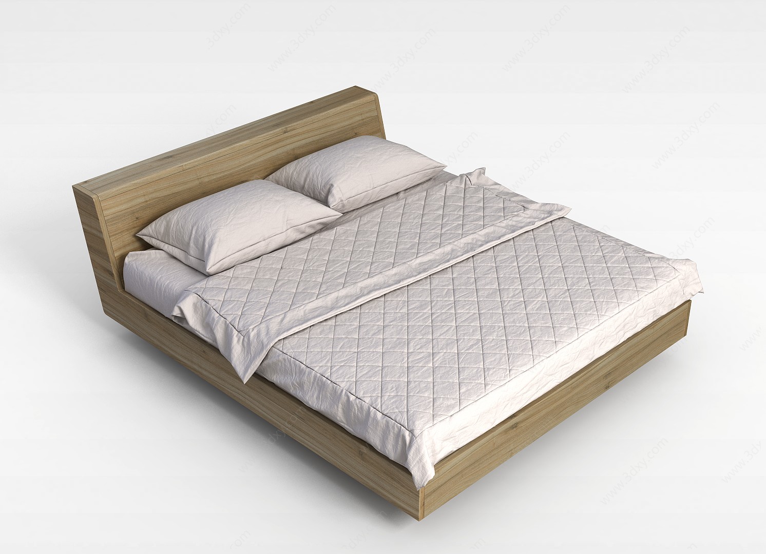 简约木制床3D模型