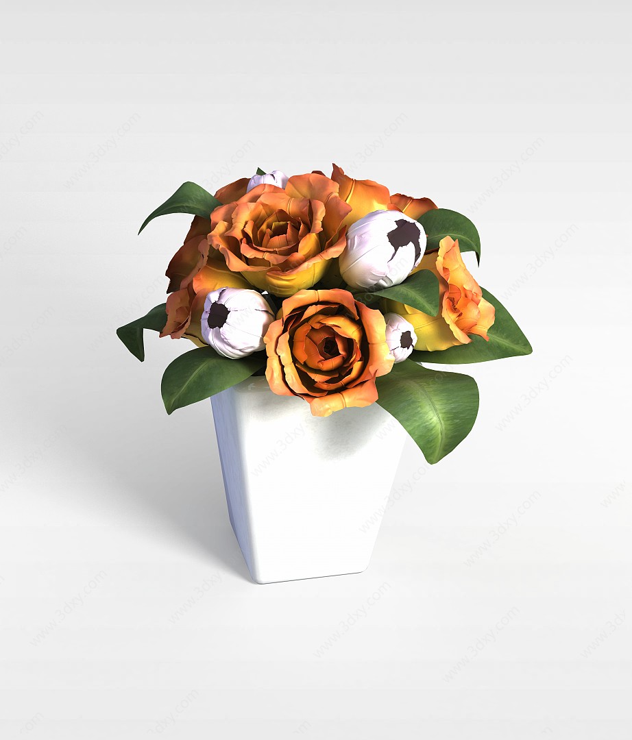 仿真鲜花盆景3D模型